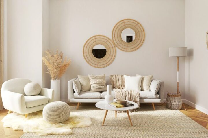 Licht Scandinavisch interieur met blond hout en witte muren