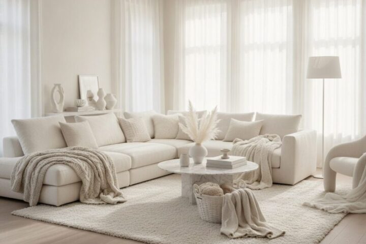 Zo richt je een volledig witte woonkamer in zonder kilte