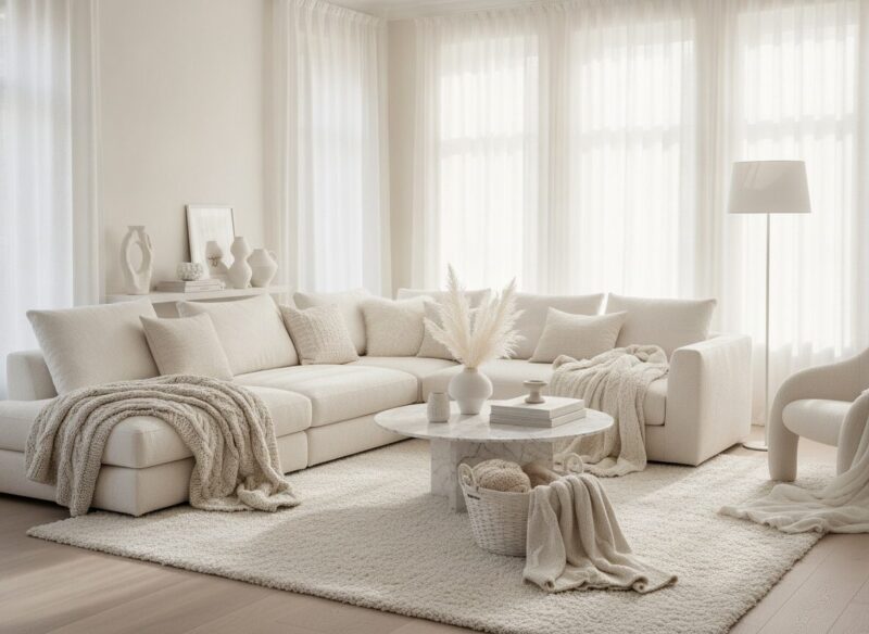 Zo richt je een volledig witte woonkamer in zonder kilte