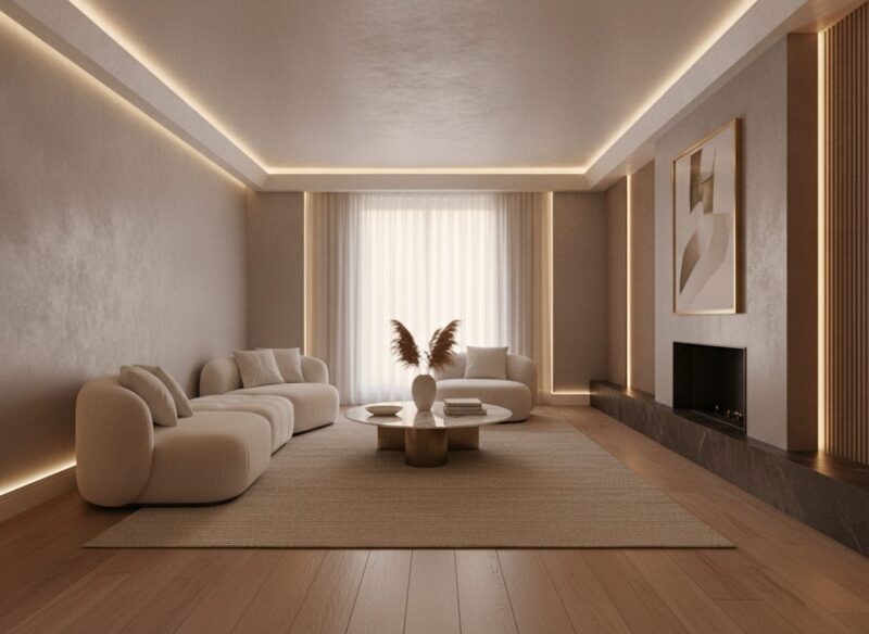 Verlichting langs de randen van een kamer maakt je interieur duurder