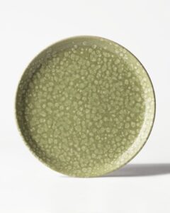 kaarsenplateau ⌀26x5cm Zwier keramiek spikkel groen van HEMA