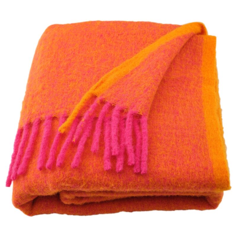 KLIPPOXEL Plaid - oranje/felroze 130x170 cm van IKEA