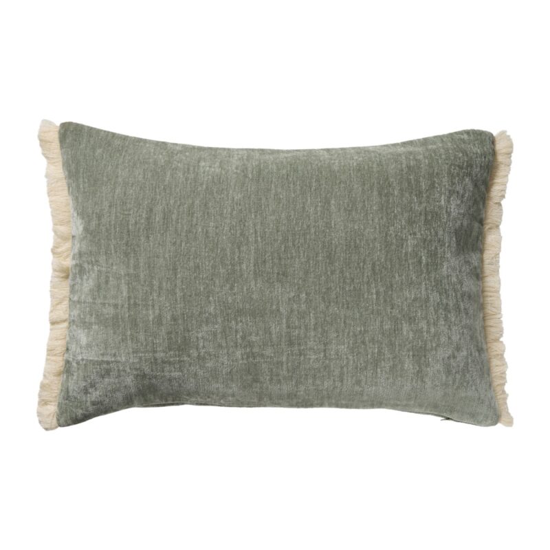 Kussen chenille met franjes - groen - 35x50 cm van Xenos