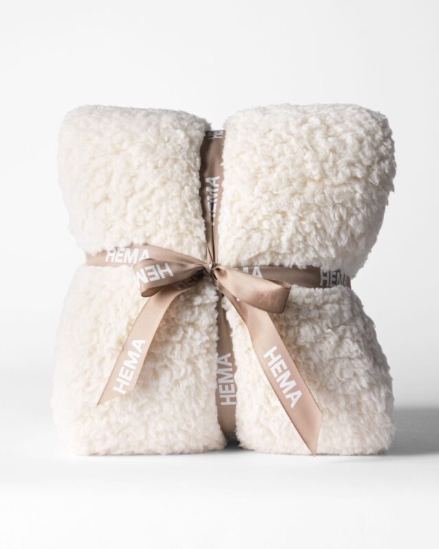 plaid 150x130cm teddy wit van HEMA