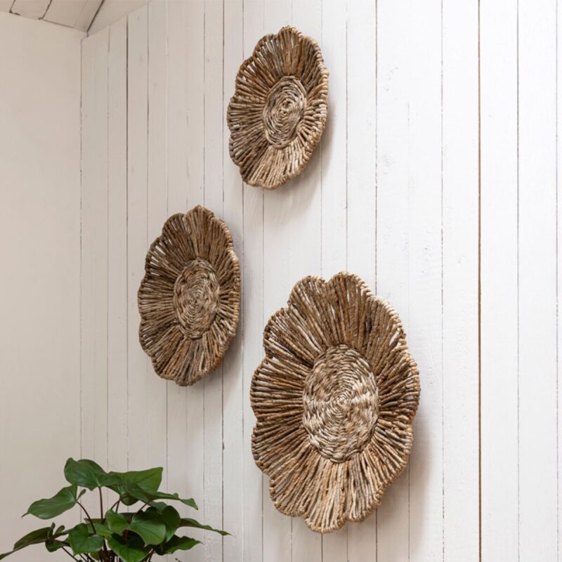 Wanddecoratie Flower Set van 3 stuks, Abaca van Sohome