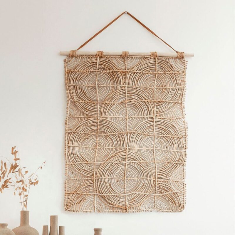 Wanddecoratie Round&Round Abaca en Teakhout, 107 x 71cm van Sohome