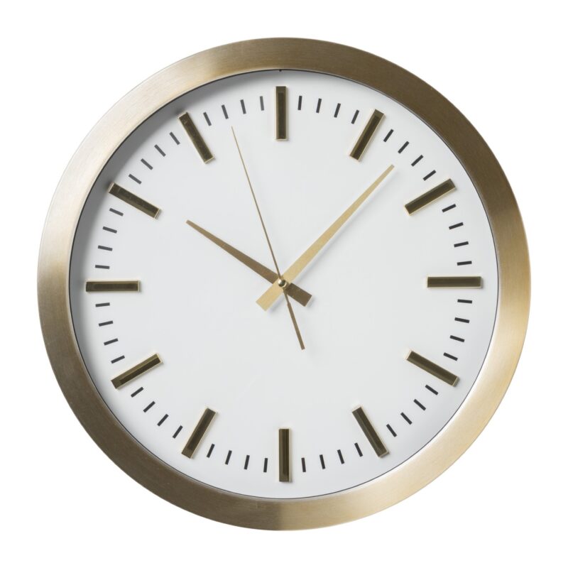 Wandklok gouden rand - wit - ø40 cm van Xenos