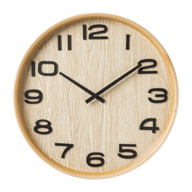 Wandklok houten rand - bruin - ø41 cm van Xenos