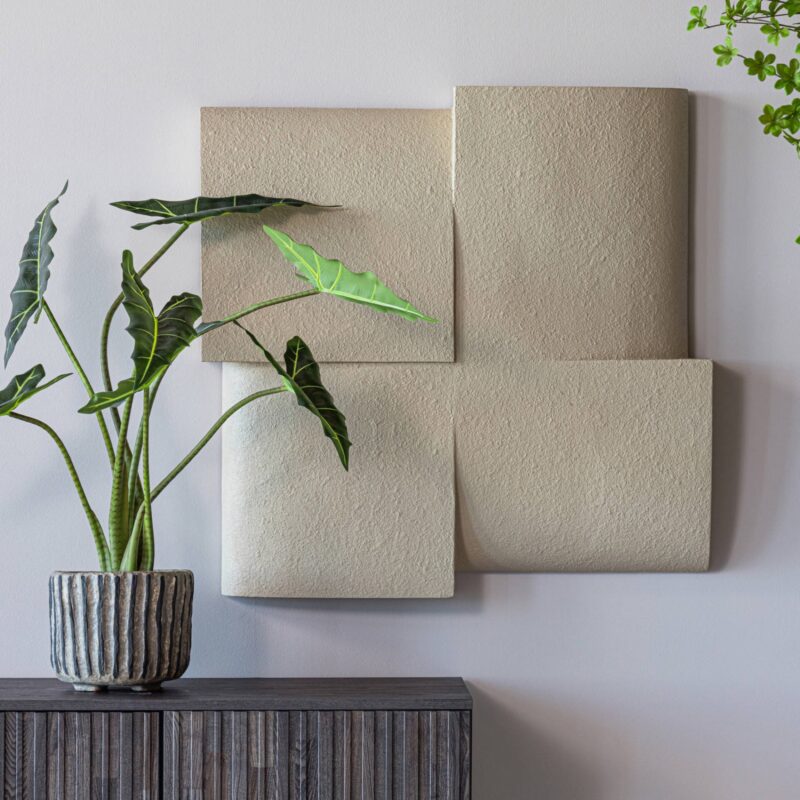 WOOOD Tide wanddeco betonlook zand (86x86x11 cm) van wehkamp