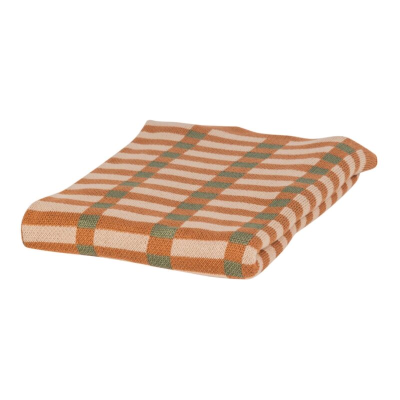 WOOOD Vola plaid groen/oranje (1x170x130 cm) van wehkamp